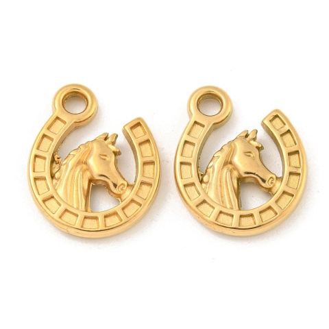 Zawieszka podkowa z koniem stal szlachetna 16x13 mm 1 szt pozłacana powłoka IP