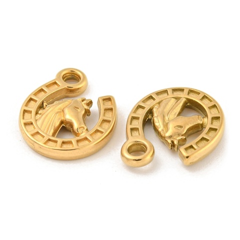 Zawieszka podkowa z koniem stal szlachetna 16x13 mm 1 szt pozłacana powłoka IP
