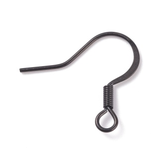 Bigle spłaszczone ze sprężynką stal chirurgiczna 316L 16,5x17 mm 2 szt kolor czarny powłoka IP