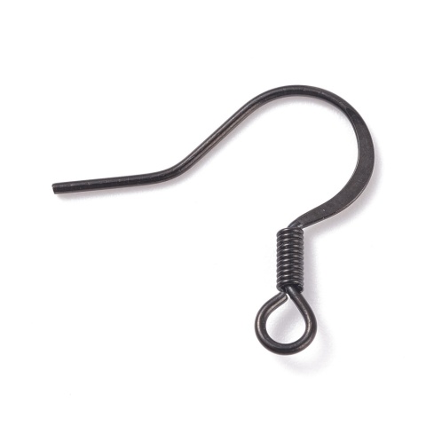 Bigle spłaszczone ze sprężynką stal chirurgiczna 316L 16,5x17 mm 2 szt kolor czarny powłoka IP