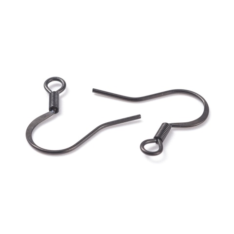 Bigle spłaszczone ze sprężynką stal chirurgiczna 316L 16,5x17 mm 2 szt kolor czarny powłoka IP