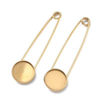 Broszka agrafka z bazą kaboszonu 18 mm stal szlachetna 1 szt kolor złoty powłoka IP