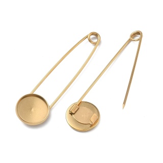Broszka agrafka z bazą kaboszonu 18 mm stal szlachetna 1 szt kolor złoty powłoka IP