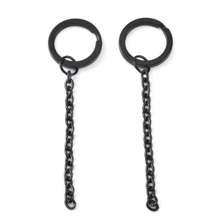 Kółko do breloczka z łańcuszkiem 20x2 mm stal szlachetna 1 szt kolor czarny powłoka IP