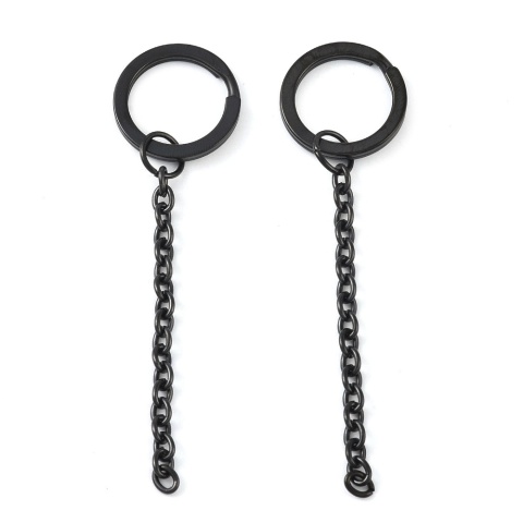 Kółko do breloczka z łańcuszkiem 20x2 mm stal szlachetna 1 szt kolor czarny powłoka IP