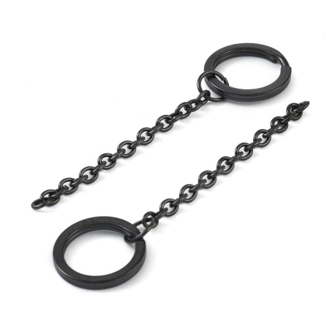 Kółko do breloczka z łańcuszkiem 20x2 mm stal szlachetna 1 szt kolor czarny powłoka IP