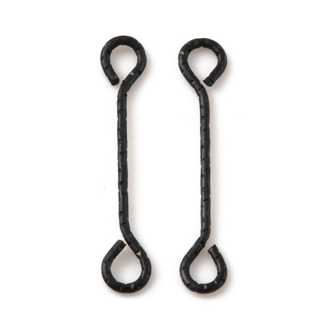 Szpilki z oczkiem dwustronne karbowane 20x0,7 mm 4 szt stal szlachetna kolor czarny powłoka IP
