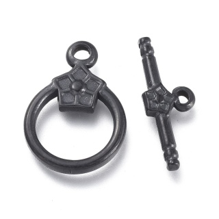 Zapięcie toggle stal szlachetna 14x19 mm 1 szt kolor czarny powłoka IP