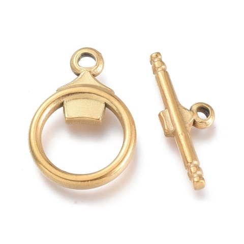 Zapięcie toggle stal szlachetna 14x19 mm 1 szt kolor złoty powłoka IP