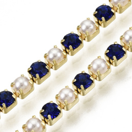 Łańcuszek taśma z kryształkami 2mm 30 cm Sapphire GP6