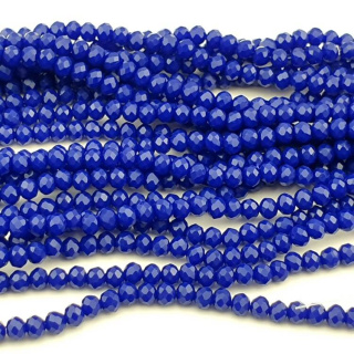 Koraliki szklane 4x3 mm sznur Opaque Blue