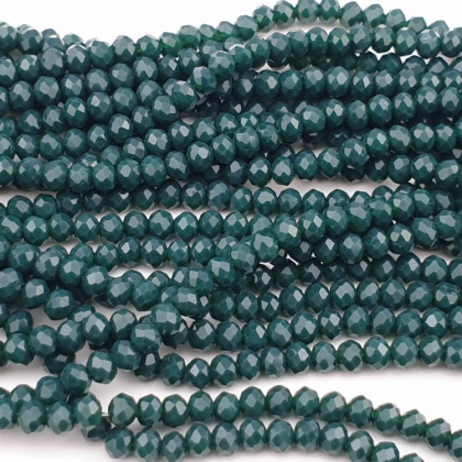 Koraliki szklane 4x3 mm sznur Opaque Dark Green