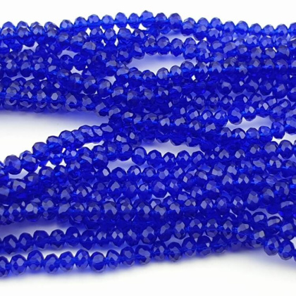 Koraliki szklane 4x3 mm sznur Transparent Blue