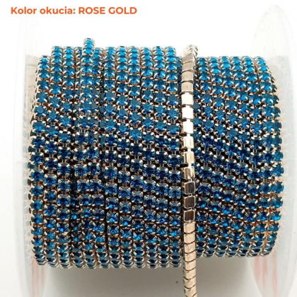 Łańcuszek taśma z kryształkami 2mm 30 cm Blue Zircon RG9