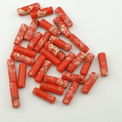 Jaspis cesarski czerwony walec 13x4 mm 2 szt