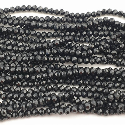 Koraliki szklane 4x3 mm sznur Opaque Black