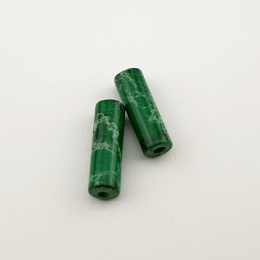 Jaspis cesarski ciemny zielony walec 13x4 mm 2 szt