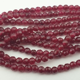 Jadeit rubinowy kula fasetowana 4 mm sznur