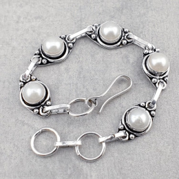 Bransoletka z imitacją perły w kolorze srebrnym
