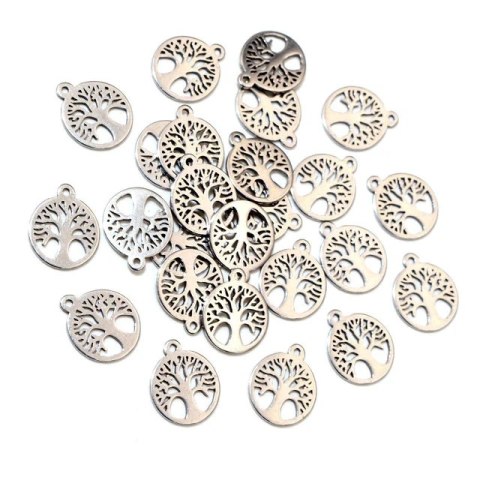 Zawieszka drzewo stal chirurgiczna 10x9 mm 1szt Zawieszka drzewo stal chirurgiczna 10x9 mm 1szt