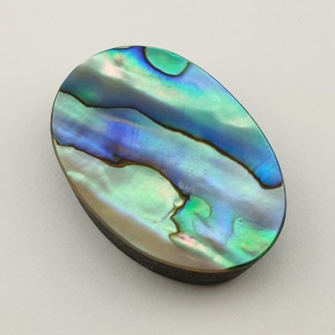 Paua abalone kaboszon 34x23 mm nr 122