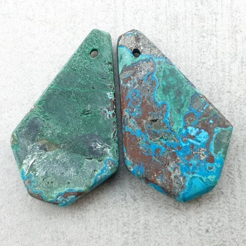 Chryzokola z azurytem para kaboszonów z dziurką 25x16 mm nr P283